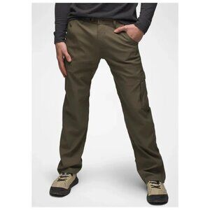 Prana Men's Olive Stretch Zion II Belted Outdoor Trail Cargo Pants Size 33